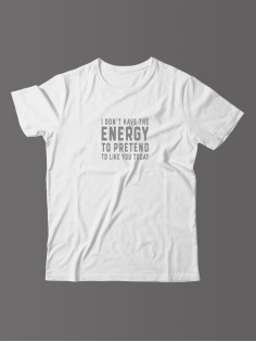 Футболка для мужчины с оригинальной надписью "Energy to pretend" Прикольная футболка