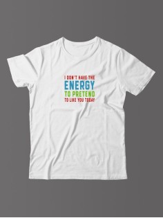 Футболка для мужчины с оригинальной надписью "Energy to pretend" Прикольная футболка