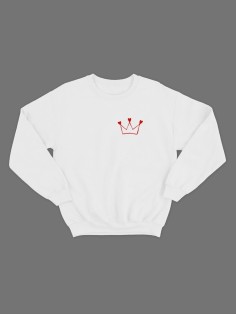 Мужской свитшот со смешным принтом "Корона"/ Забавная толстовка без капюшона
