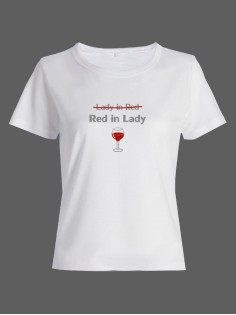 Женская футболка со смешной надписью "Lady in red Red in Lady"/Смешная