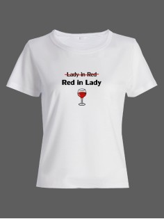 Женская футболка со смешной надписью "Lady in red Red in Lady"/Смешная