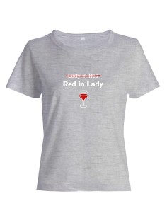 Женская футболка со смешной надписью "Lady in red Red in Lady"/Смешная