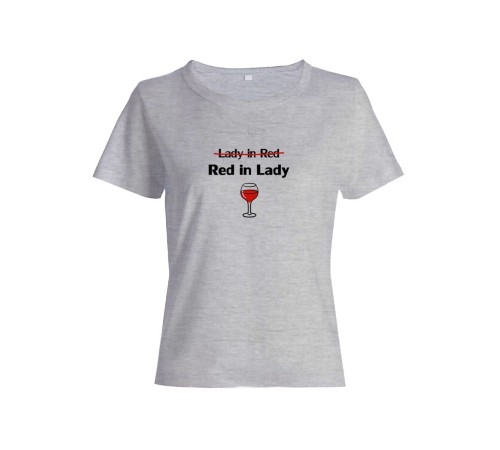 Женская футболка со смешной надписью "Lady in red Red in Lady"/Смешная