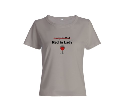 Женская футболка со смешной надписью "Lady in red Red in Lady"/Смешная