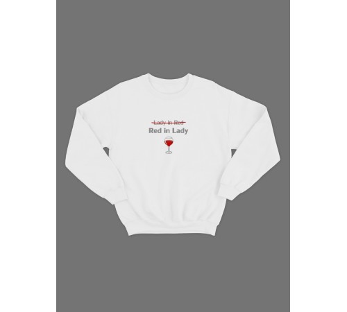 Женский свитшот с прикольным принтом "Lady in red Red in Lady"/Прикольный