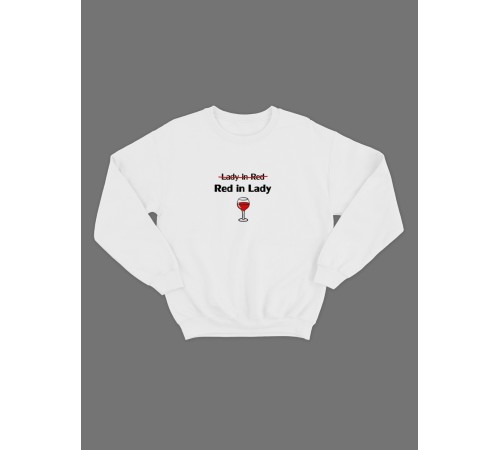 Женский свитшот с прикольным принтом "Lady in red Red in Lady"/Прикольный