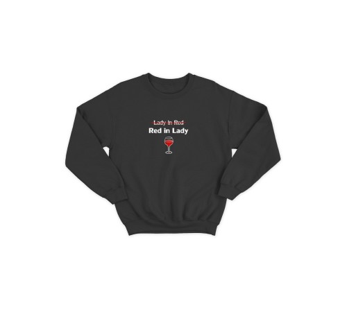Женский свитшот с прикольным принтом "Lady in red Red in Lady"/Прикольный