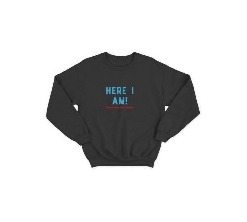 Женский свитшот с прикольным принтом "Here i am"/Прикольный