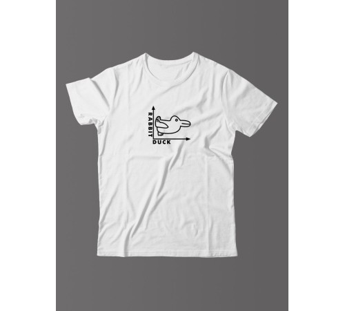 Футболка для мужчины с оригинальной надписью "Rabbit Duck" Прикольная футболка