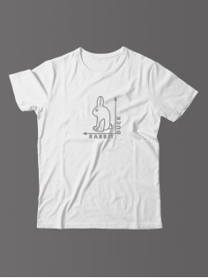 Футболка для мужчины с оригинальной надписью "Rabbit Duck" Прикольная футболка