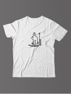 Футболка для мужчины с оригинальной надписью "Rabbit Duck" Прикольная футболка