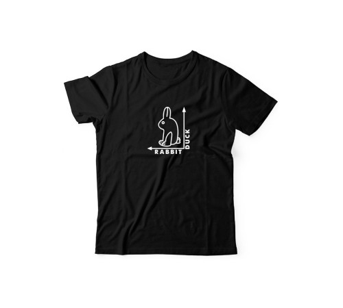 Футболка для мужчины с оригинальной надписью "Rabbit Duck" Прикольная футболка