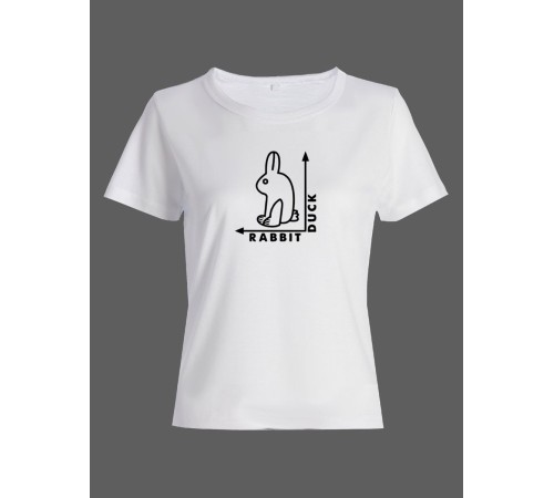 Женская футболка со смешной надписью "Rabbit Duck"/Смешная