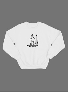Мужской свитшот со смешным принтом "Rabbit Duck"/ Забавная толстовка без капюшона