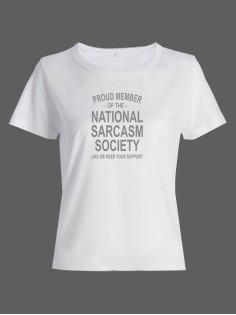 Женская футболка со смешной надписью "Nation sarcasm society"/Смешная