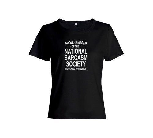 Женская футболка со смешной надписью "Nation sarcasm society"/Смешная