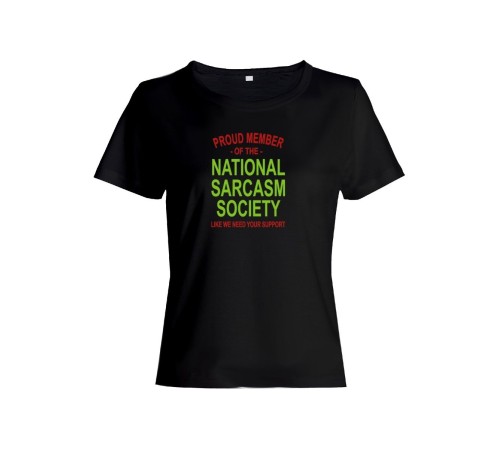 Женская футболка со смешной надписью "Nation sarcasm society"/Смешная