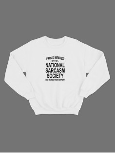 Мужской свитшот со смешным принтом "Nation sarcasm society"/ Забавная толстовка без капюшона