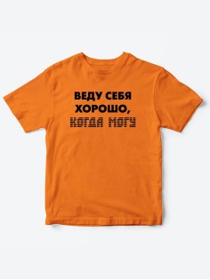 Прикольные футболки для мальчика и для девочки Веду себя хорошо | Клевые детские футболки с принтами