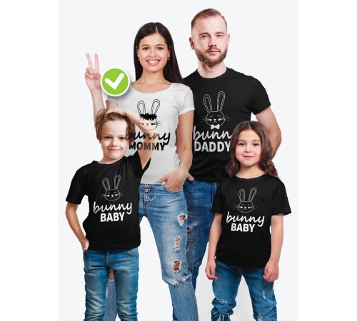 Парные футболки для всей семьи "Bunny family" / Модный Фэмили Лук