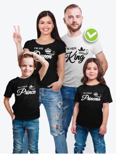Парные футболки для всей семьи "King family" / Модный Фэмили Лук