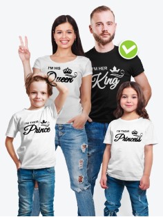 Парные футболки для всей семьи "King family" / Модный Фэмили Лук