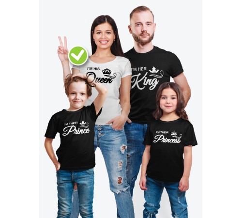 Парные футболки для всей семьи "King family" / Модный Фэмили Лук