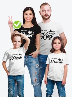 Парные футболки для всей семьи "King family" / Модный Фэмили Лук