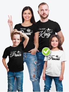 Парные футболки для всей семьи "King family" / Модный Фэмили Лук