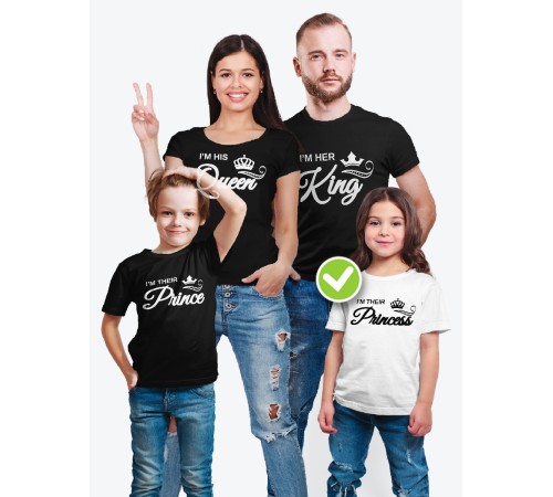 Парные футболки для всей семьи "King family" / Модный Фэмили Лук