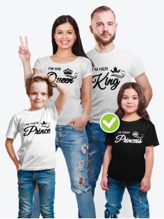 Парные футболки для всей семьи "King family" / Модный Фэмили Лук