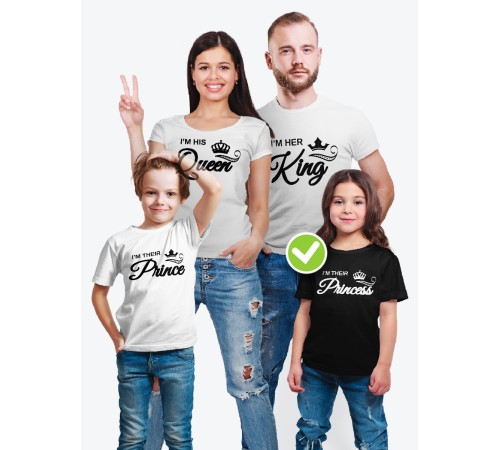 Парные футболки для всей семьи "King family" / Модный Фэмили Лук