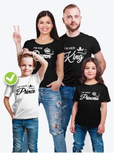 Парные футболки для всей семьи "King family" / Модный Фэмили Лук