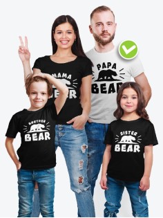 Футболки для всей семьи с крутым принтом "Bear family" | Фэмили лук для семьи | Футболки Family Look