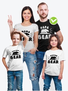 Футболки для всей семьи с крутым принтом "Bear family" | Фэмили лук для семьи | Футболки Family Look