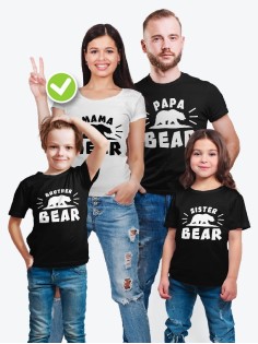 Футболки для всей семьи с крутым принтом "Bear family" | Фэмили лук для семьи | Футболки Family Look