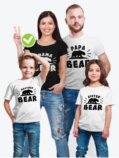 Футболки для всей семьи с крутым принтом "Bear family" | Фэмили лук для семьи | Футболки Family Look