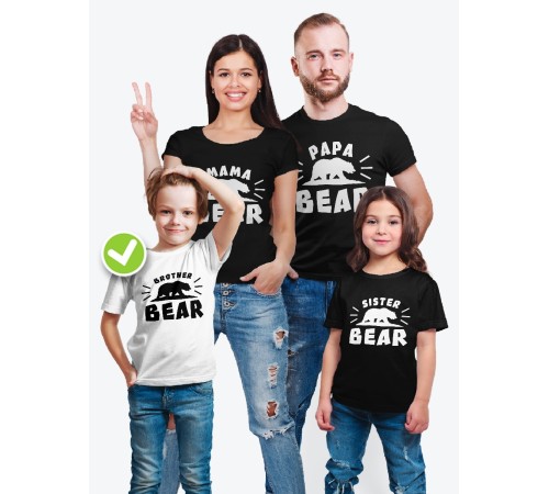 Футболки для всей семьи с крутым принтом "Bear family" | Фэмили лук для семьи | Футболки Family Look