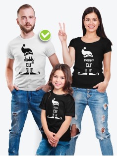 Футболки для всей семьи с крутым принтом "Elf family" | Фэмили лук для семьи | Футболки Family Look