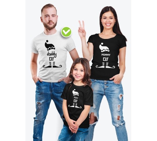 Футболки для всей семьи с крутым принтом "Elf family" | Фэмили лук для семьи | Футболки Family Look
