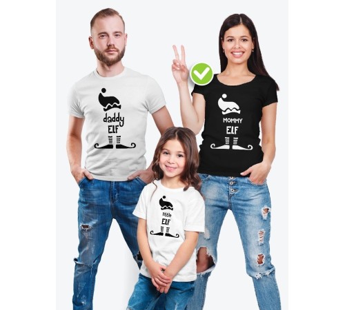Футболки для всей семьи с крутым принтом "Elf family" | Фэмили лук для семьи | Футболки Family Look