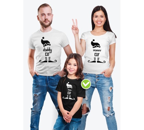 Футболки для всей семьи с крутым принтом "Elf family" | Фэмили лук для семьи | Футболки Family Look