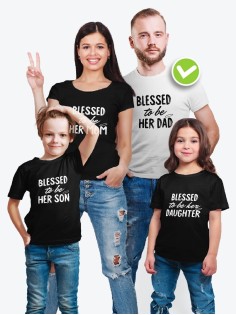 Футболки для всей семьи с крутым принтом "Blessed to be" | Фэмили лук для семьи | Футболки Family