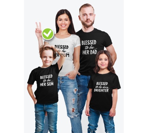 Футболки для всей семьи с крутым принтом "Blessed to be" | Фэмили лук для семьи | Футболки Family