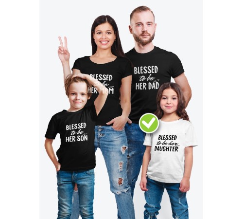 Футболки для всей семьи с крутым принтом "Blessed to be" | Фэмили лук для семьи | Футболки Family