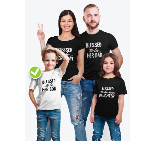 Футболки для всей семьи с крутым принтом "Blessed to be" | Фэмили лук для семьи | Футболки Family