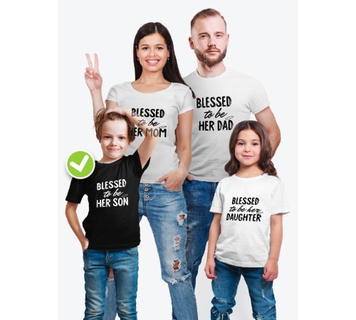 Футболки для всей семьи с крутым принтом "Blessed to be" | Фэмили лук для семьи | Футболки Family