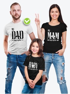 Футболки для всей семьи с крутым принтом "Happy together" | Фэмили лук для семьи | Футболки Family