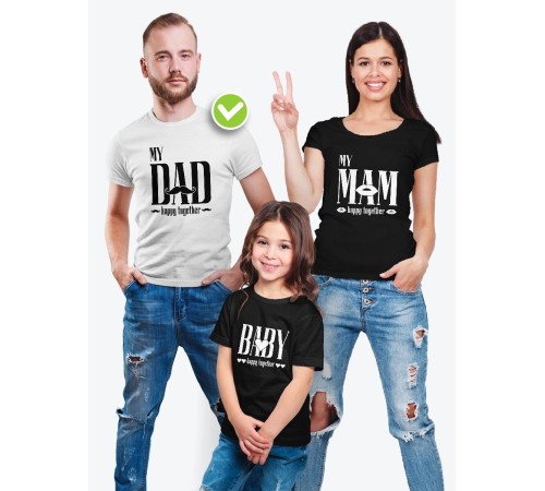 Футболки для всей семьи с крутым принтом "Happy together" | Фэмили лук для семьи | Футболки Family