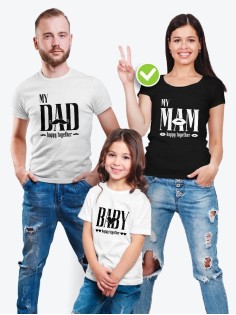 Футболки для всей семьи с крутым принтом "Happy together" | Фэмили лук для семьи | Футболки Family